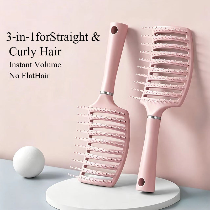 Large Bone Pink Blue Green Orange Hairbrush Curly Hair Comb Backhead Puffing Styling Tool Air Cushion Comb Long Hair Curly Hair Massage Big Curve Comb